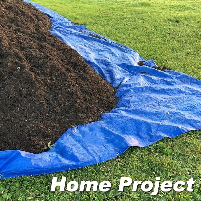 Tarps Waterproof 10x10 Feet, 2 Pack Heavy Duty Blue Tarp Cover 8 Mil Thick, Resistant Plastic Tarpaulin with Metal Grommets, Outdoor Tent Cover for Emergency Rain