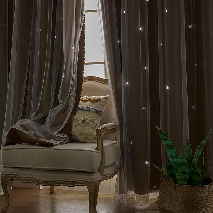 XiDi Black Out Curtains for Girls Bedroom Decor, Unicorn Curtains for Kids Room, Blackout Curtains for Living Room 72 inchs Long 52 inches Wide 2 Panel Brown