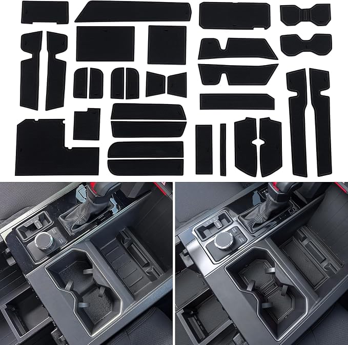 TOPINSTALL Center Console Tray and Rubber Liners Compatible with 2022 2023 2024 Toyota Tundra Accessories, Anti-Dust Dress Up The Interior-Black