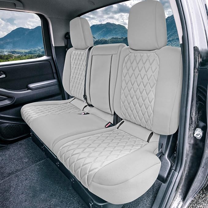 FH Group Custom Fit Car Seat Covers Specifically Made for 2022-2026 Nissan Frontier, Full Set Solid Gray Ultraflex Neoprene Waterproof Automotive Seat Covers for Pickup Truck, Nissan Accessories