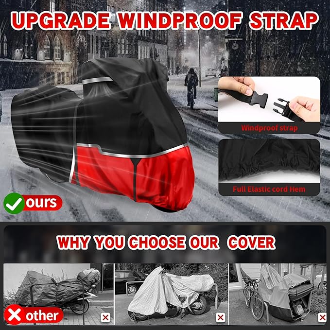 420D Motorcycle Cover Suitable for Kawasaki Ninja 400 500 650 Z900 Zx6r (No Trunk) Models Waterproof Motorcycle Cover Easy to Clean Tear-Resistant Suitable for Outdoor Protection