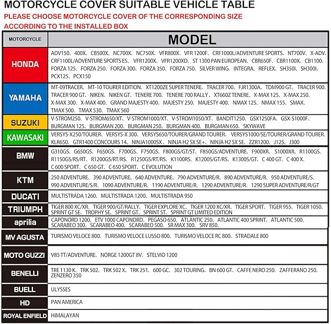 FENRIR 420D 90"INCH Motorcycle Cover Waterproof Outdoor Storage compatible with Adventure R1250GS R1300GS KLR650 Versys Africa twin Transalp750 NC750X CB500X NT1100 Tracer9 FJR1300 Multistrada Vstrom