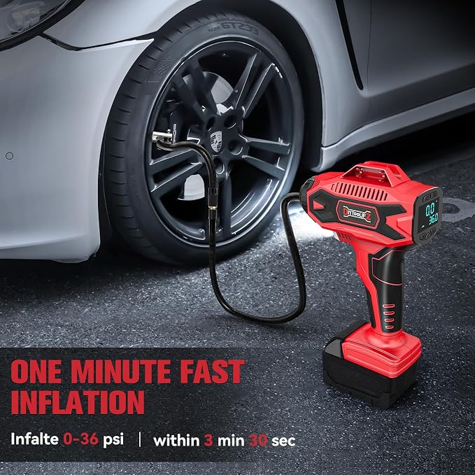 DIYtoolifz 160PSI Cordless Tire Inflator Air Compressor Compatible with Milwauke 18V Battery, Portable Air Pump with Digital Pressure Gauge, Fast Inflation for Cars Motorcycles Bikes Balls (Tool Only)