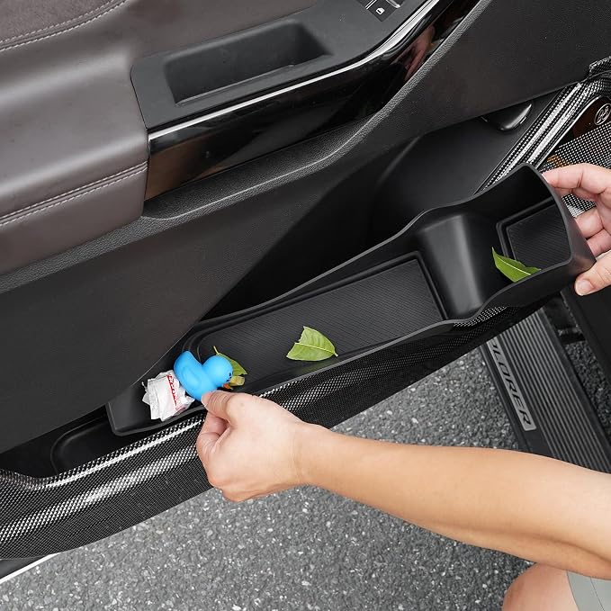 Silicone Door Storage Compartment for 2020-2025 Ford Explorer Anti-Scratch Panel Protective Accessories Black 2Pcs (Front Door)