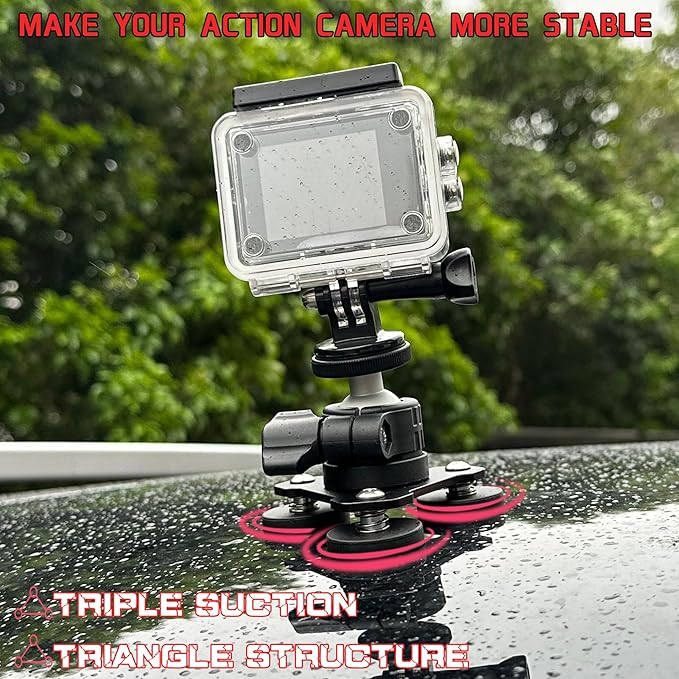 ULIBERMAGNET Magnetic Camera Mount, 80LB Heavy Duty Metal Car Adjustable Magnetic Mobile Camera Holder with Mini Ball Head,Strong Rubber Coated Magnet with 1/4’’-20 Male Thread Stud for GoPro