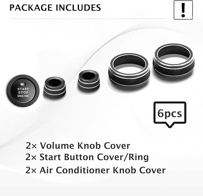for Toyota RAV4 2019 2020 2021 2022 2023 2024 2025-2025 Accessories, 6PCS Aluminum Alloy Knob Cover Trim Kit - Push Start, AC & Volume Dial (Black)