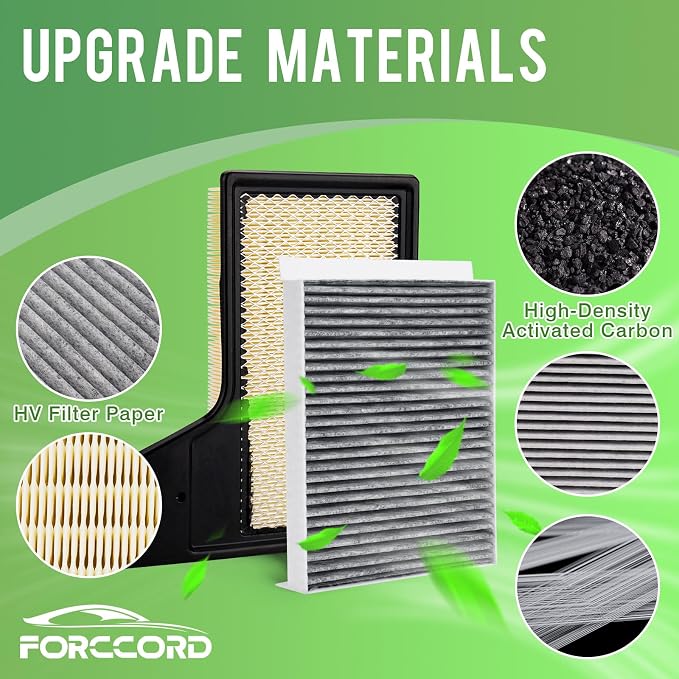 Cabin & Engine Air Filter Fit for Ford Mustang 2023, 2015-2017 3.7L, 2015-2022 2.3T, 2015-2022/2024 5.0L Activated Carbon Cabin Filter Replace#CF12152 CA11958 Car Accessories
