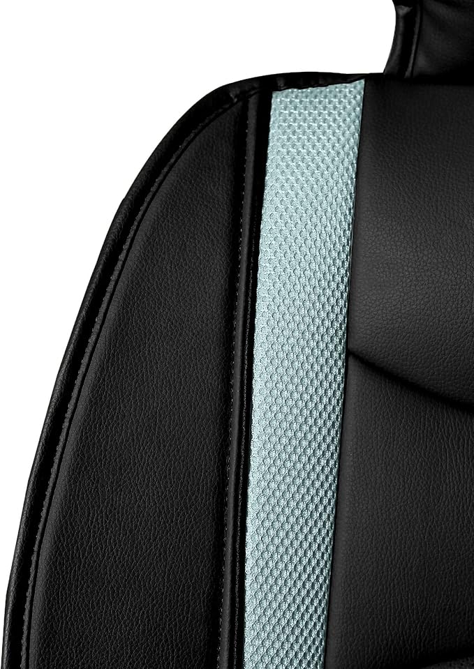 FH Group Back Seat Faux Leather Car Seat Cover - Universal Fit, Rear Seat Covers for Cars with Rear Split Bench, Car Seat Cushions for SUV, Sedan, Van, Gray/Black
