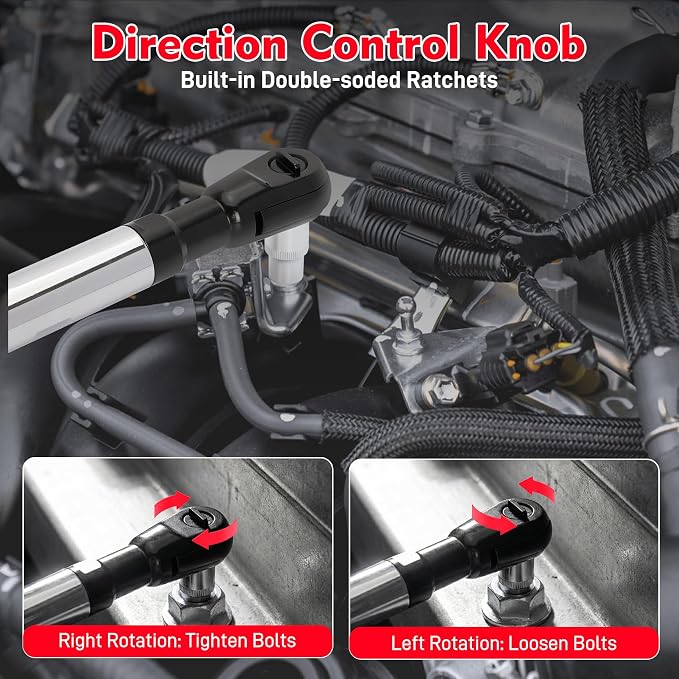 Offset Extension Wrench for Tight Spaces, 2 in 1 1/2'' Drive Offset Wrench, Offset Extension Wrench Impact for Electric Drill/Ratchet/Impact Wrench - with 10 Hex Socket