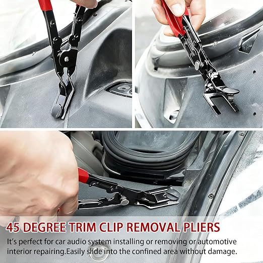 LUOWPZI 3 Pieces Electrical Disconnect Pliers for Cars, Automotive Electrical Plug Connector Disconnect Tool and Connector Separator and Interior Upholstery Trim Clip Pliers Remover Tool