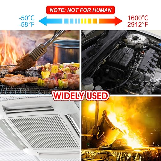 Pyrometer 30:1 Infrared Thermometer-58℉~2912℉, Non-Contact Thermometer, Rechargeable Laser Temperature Gun with LCD Display, Adjustable Emissivity for Grill, Engine, forging (Not for Human)