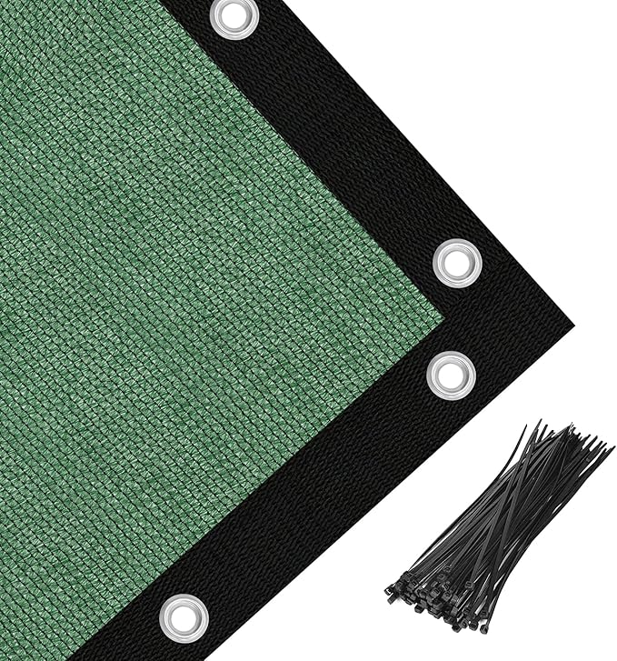 Amagenix 90% Pergola Shade Cover 4' X 16' Sun Shade Cloth with Grommets for Outdoor Garden Patio Porch, Commercial Grade 200 GSM - Cable Zip Ties Included (We Customized) GN108, Green