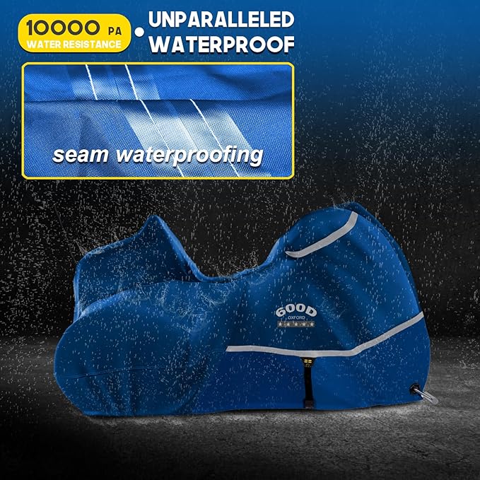 Rosefray Trike Cover,Motorcycle Cover Heavy Duty 600D Waterproof for Trike Models, Tri Glide, and CVO Version, Goldwing, Chidftain, Challenger, Elite Storage, Blue