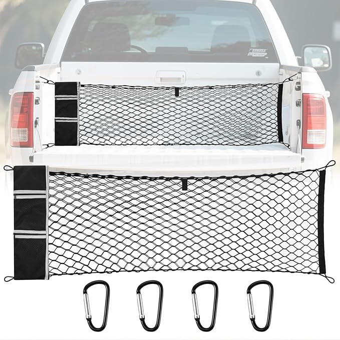 Cargo Net for Pickup Truck Bed for Dodge Ram 1500 2500 3500 Accessories Crew Quad Cab Classic 2000-2025 2026 Mesh Carrier Organizer Storage Netting Automotive Grocery Holder
