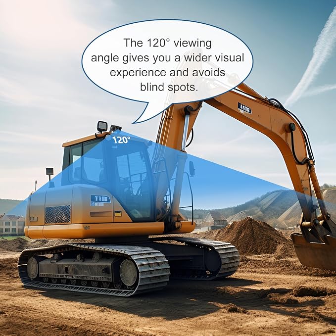 Wired Reverse Rear View Backup Camera 7" 1080P AHD Monitor, IP69K No Water Leakage Camera, Night Vision, Vibration-Proof 10G for Excavator/Tractor/Truck/Caravan/Skid Steer/Heavy Equipment BX71