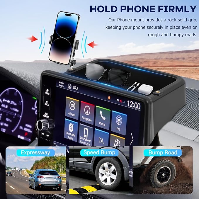 Car Phone Holder Fit for Honda CR-V HR-V 2023 2024 2025 2026 w/Dash Tray Storge Box Organizer-Cell Phone Mount for CRV HRV Accessories 7/9 inch Touch Screen 360 Degree Rotation