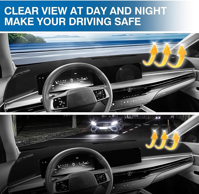 KUST Black Dash Cover for Nissan Murano 2025-2026 Left Hand Drving Dash Carpet Polyester Dashboard Cover Non-Slip Dash Protector Interior Accessories for Murano Custom Fit Dash Mat No Glare