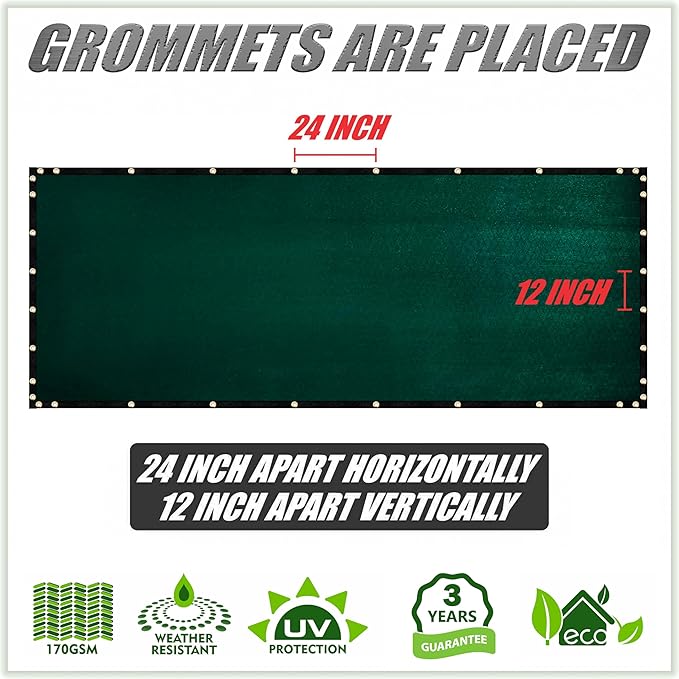 ColourTree 6' x 15' Black Fence Privacy Screen Windscreen Cover Fabric Shade Netting Mesh Cloth - Commercial Grade 170 GSM - Cable Zip Ties Included - We Make Custom Size