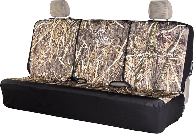 Ducks Unlimited Auto Seat Covers, Easy to Install Front and Bench Seat Covers for Car, Truck, and SUV, Mossy Oak Shadow Grass (Habitat), Full Size Bench