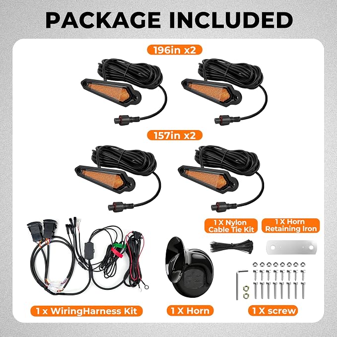 YUDE UTV ATV SXS Turn Signal Kit with 110dB Horn, 4PCS Amber LED Blinker Lights with Rocker Switch, Pre-Wired Plug and Play Street Legal Kit for Polaris Can-Am Kawasaki CFMOTO Yamaha 12V Golf Cart