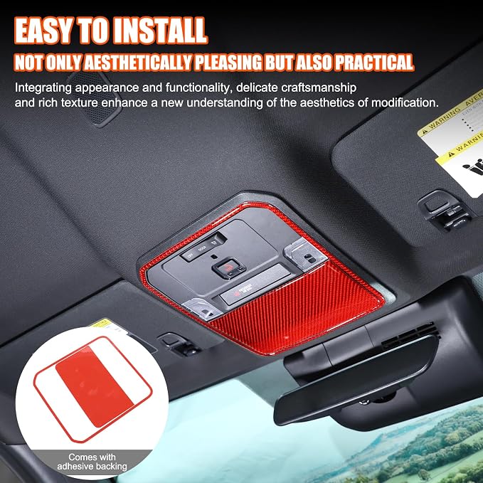 Daeiclru Front Reading Light Trim Panel Cover Compatible with Toyota Tacoma 2024 2025, Roof Reading Light Lamp Trim Cover Interior Decorative Accessories (Red)