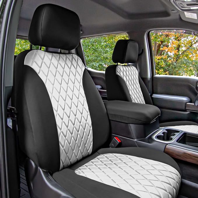 FH Group Custom Fit Car Seat Covers Specifically Made for 2019-2023 Chevrolet Silverado 1500 2500HD 3500HD RST LTZ HIGH COUNTRY Ultraflex Neoprene Water Resistant Seat Covers - Front Set Gray