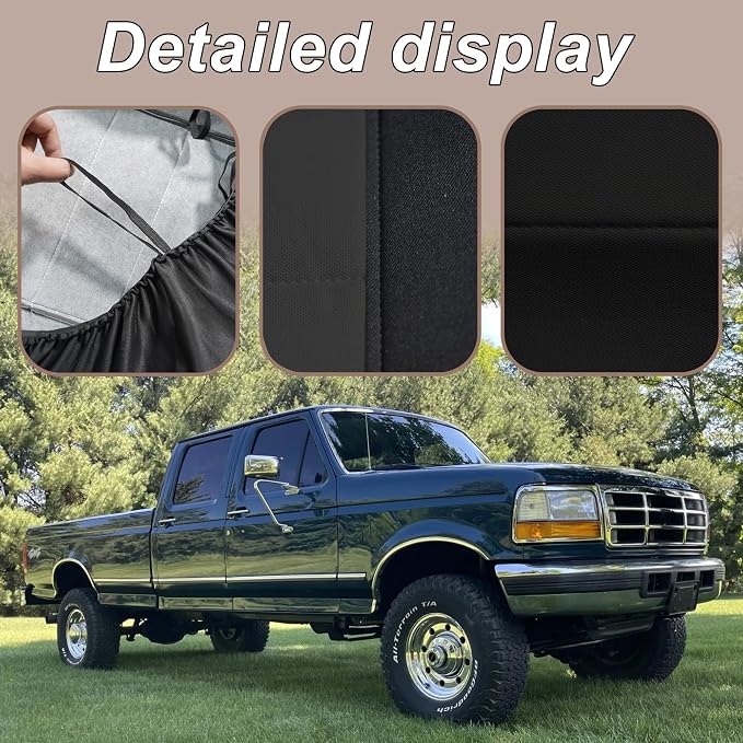 ESMING Front Bench Seat Cover with Molded Headrests for Ford F150 F250 F350 1992 1993 1994 1995 1996 1997 1998 Heavy-Duty Oxford Fabric No Center Armrest Washable Truck Seat Protector - Black
