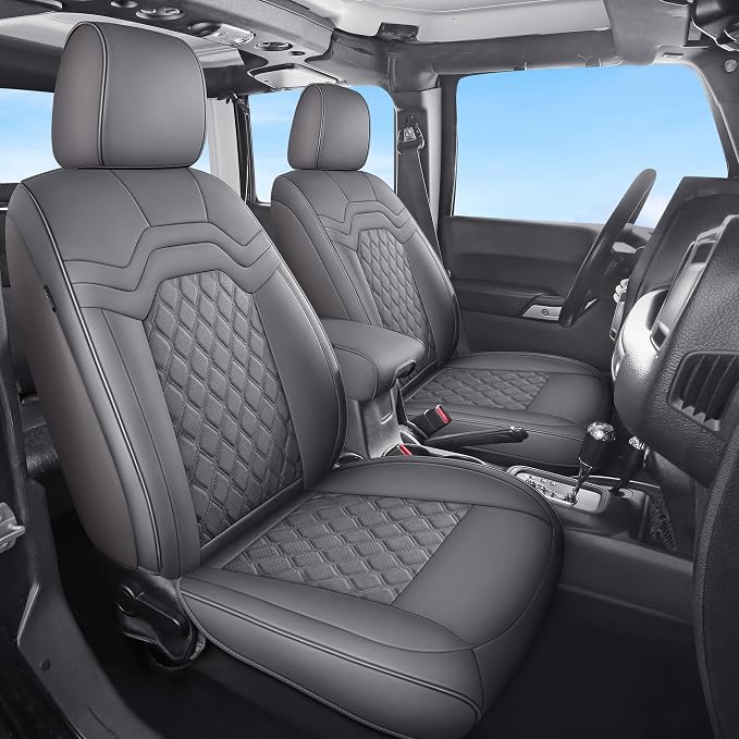 Huidasource Fit for Gray Chevy Silverado Seat Covers, GMC Sierra Seat Covers, Seat Cover for Trucks 1500 2007-2013&2019-2026, 2500HD 3500HD 2020-2026 Crew Double Extended Cab Nappa (Full Set/Gray)