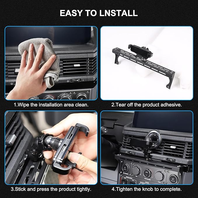 Compatible with INEOS Grenadier 2020-2024 Car Phone Mount and Walkie Talkie Mount Stand Set, Centre Console Multifunctional Track Mobile Phone Holder Expansion Platform (Style B)