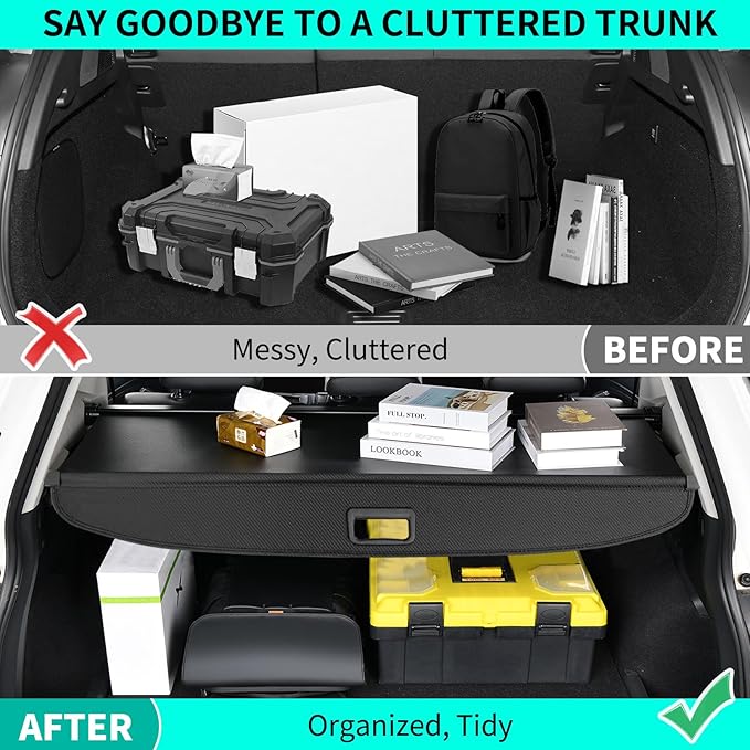 Tecoom Retractable Cargo Cover fit for Blazer EV 2024 Accessories, Rear Car Trunk Covers fit for 2024 Blazer EV, Anti-Peeping Security Shade Carbon Fiber Luggage Privacy Screen