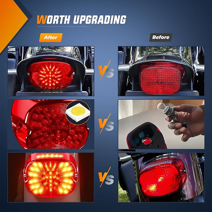 Nilight LED Tail Light Motorcycle Brake Turn Signal Driving License Plate Rear Lights Red Housing Plug and Play Compatible with Harley Davidson Dyna Sportster 883 1200 Road King Glide