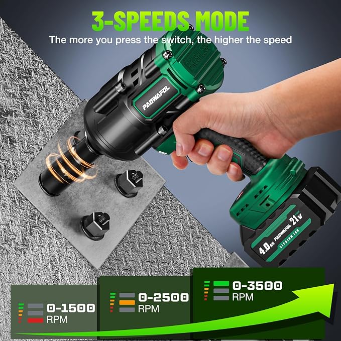 2026 New Upgrade 1106ft-lbs(1500N.m) Impact Wrench, High Torque 1/2 Impact Gun with 21V 2x4.0AH Battery, Fast Charger & 5 Sockets, 3500IPM Brushless Impact Driver for Home Car Truck Tires