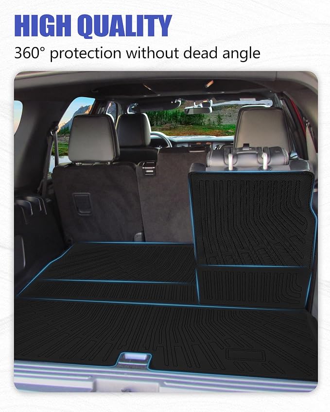 Cargo Liners Backrest Mat for Ford Expedition & Lincoln Navigator Accessories 2003-2017 with Hook&Loop Rear Trunk Mat Rear Seat Back Cover Protector All Weather Anti-Slip Split Dog Liner