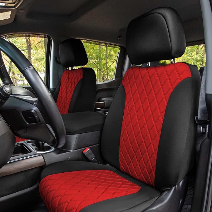FH Group Custom Fit Car Seat Covers Specifically Made for 2019-2023 GMC Sierra 1500 2500HD 3500HD SLE | Base - Ultraflex Neoprene Water Resistant Automotive Seat Covers- Full Set Red