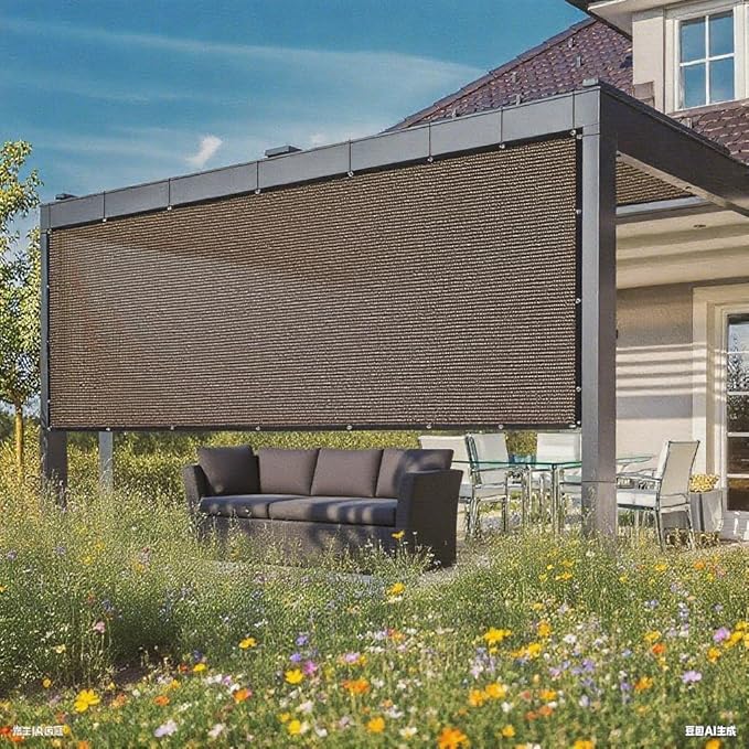 YoFuZiHu 90% Shade Cloth, Encrypted Sunshade Mesh, Pergola Shade Canopy, Fence Protection Mesh, Dog Kennel Shade Cover, Shading Sunscreen Mesh for Patio Garden Courtyard Coop Porch (Mocha, 12' x 16')