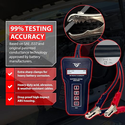 Professional Battery Tester for 6V 12V 24V 36V Systems – Digital Load Tester for Car Automotive Alternator & Starter Analyzer with Bluetooth Printer – B500 by Tech Professional Service Tools