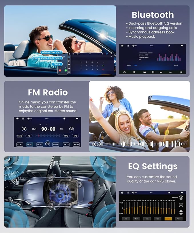 Wireless Carplay Android Auto Double Din Car Radio Stereo, 7 inch IPS Touchscreen Radio, 2 Din Car Radio Bluetooth, SWC, Backup Camera, Mirror Link, FM EQ, Type-C USB Fast Charging, Video Playback