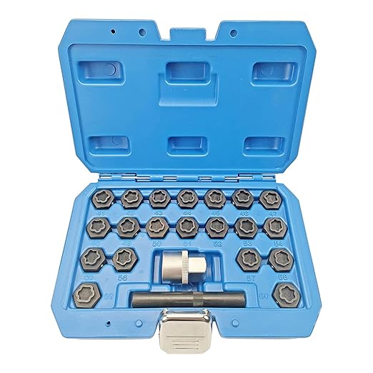 22PCS Wheel Locking Nut Key Kit Compatible with BMW Series, Wheel Lock Nut Socket Adapter Set, Anti-Theft Lug Removal Tool, Anti-Theft Screw Remover Repair Tool