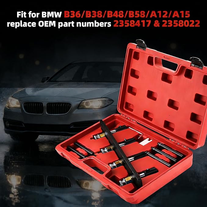 8MIELAKE Fuel Injector Removal Install Tool Kit for BMW B36 B38 B48 B58 A12 A15 Engines, Heavy Duty Steel BMW Injector Puller Tool Replaces OEM 2358417 2358022