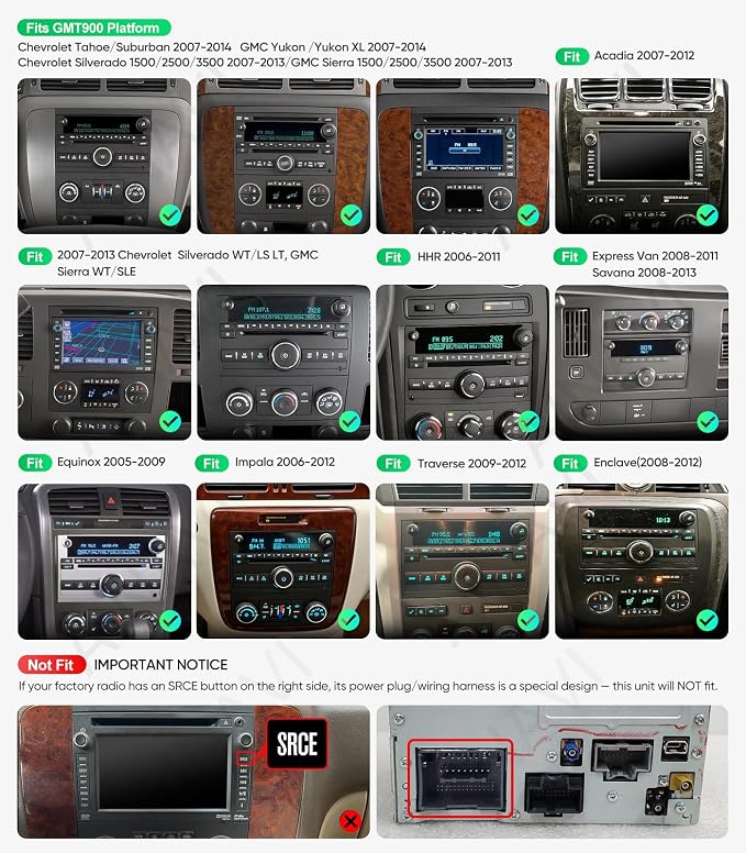 Touchscreen Car Stereo Radio Upgrade for Chevy Silverado 2007-2013 GMC Sierra Yukon Buick Enclave Replacement Head Unit Installation Kit Built in CarPlay Android Auto(10" 2G+64G)
