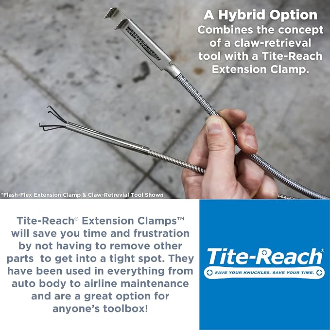 TITE-REACH Flexible Extension Clamp Combo Pack – Retro-Flex (Memory-Flex) & Flash-Flex (Spring-Back) Mini Vise Tools, 24" Nut & Bolt Holders for Tight Space Retrieval