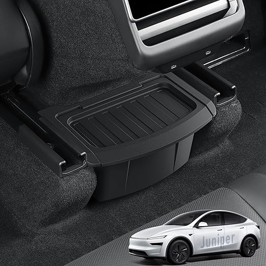 for New Tesla Model Y Juniper Accessories 2025 2026 Rear Trash Can with Hinged Lid, Rear Center Console Garbage Bin, Backseat Storage Box Organizer