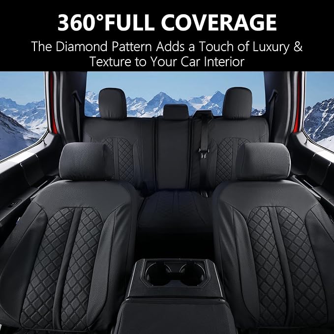 Truckiipa Custom for Dodge Ram 1500 Seat Covers Full Set Leather Seat Cover Fit for 2009-2018 Dodge Ram 1500, 2010-2025 Ram 2500 3500 Crew Mega Cab, 2019-2024 Ram 1500 Classic Only, Full Set, Black