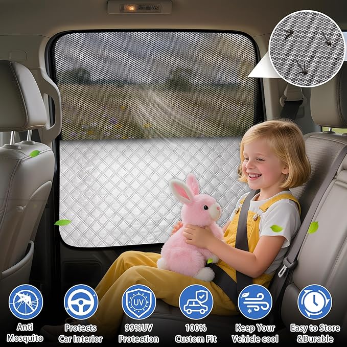 ZATOOTO Car Window Shades for Ford F-150 2015-2020, Double Layer Blackout Privacy Shades with Breathable Mesh Screen Reversible F-150 Window Cover Design Privacy & UV Protection for Travel Trip Camp
