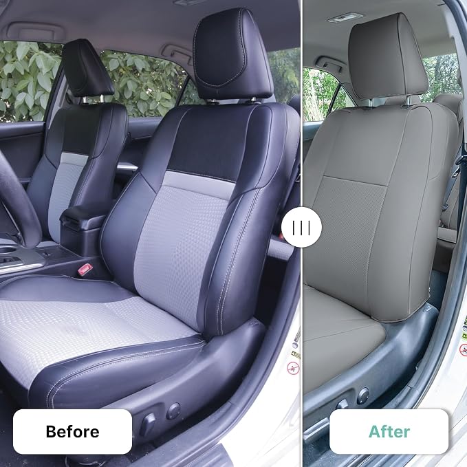 FH Group Custom Fit Seat Covers Specifically Made for 2012-2017 Toyota Camry LE | SE | XSE | XLE - Faux Leather, Waterproof Car Seat Cover, Front Set Solid Gray