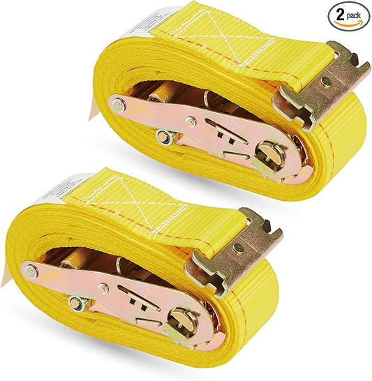 2 Pack E-Track Ratchet Straps 2" x 16' x 4,400 lbs Strength for Cargo Tie Down in Enclosed Trailer & Van by KODIAK STRAPS
