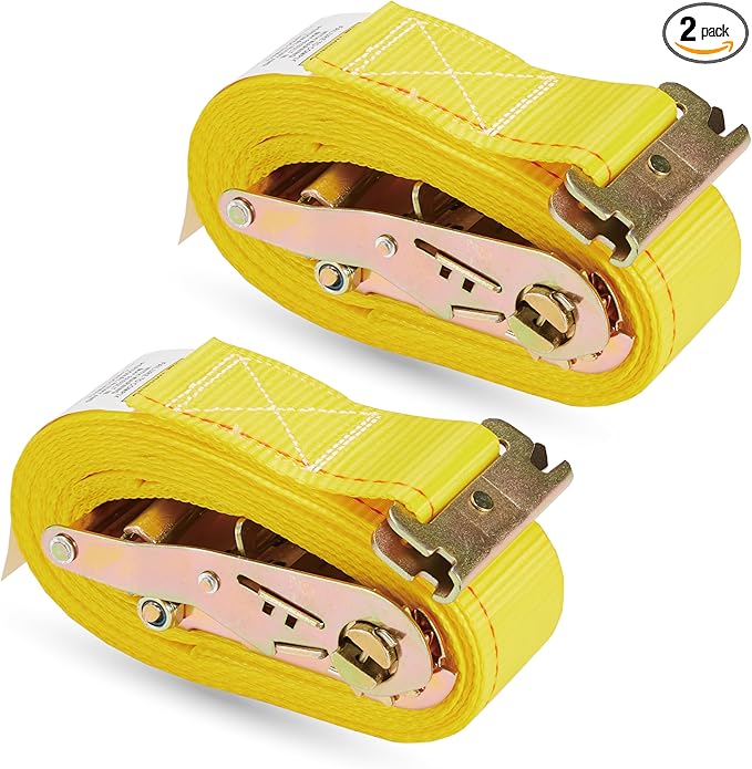 2 Pack E-Track Ratchet Straps 2" x 12' x 4,400 Strength for Cargo Tie Down in Enclosed Trailer & Van by KODIAK STRAPS