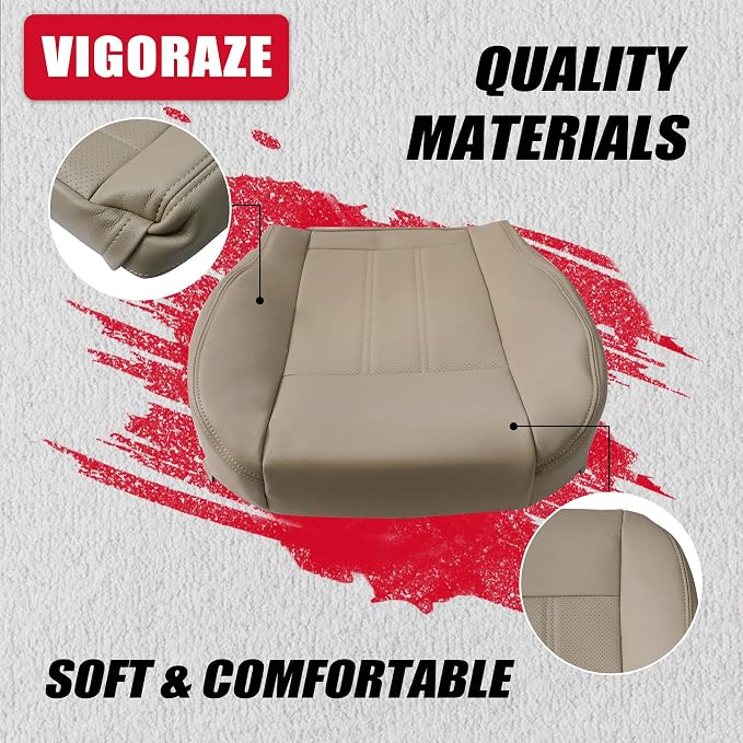 Driver & Passenger Bottom & Top Replacement Leather Seat Cover Tan Color Code ALLL or MLLL Compatible with Chrysler Town & Country 2011 2012 2013 2014 2015 2016