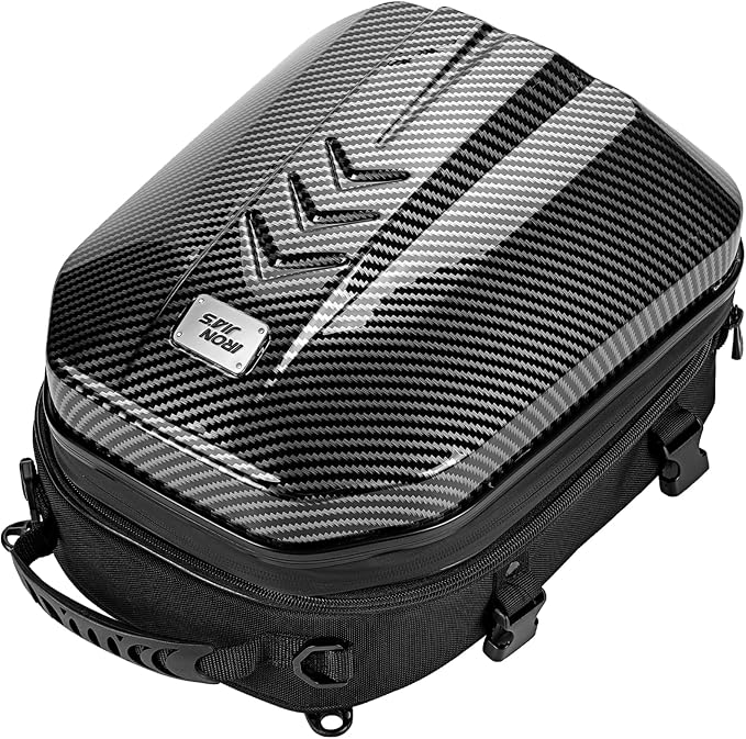 Grapelet Motorcycle Tail Bag Backpack Waterproof ABS Hard Shell Motorbike Luggage Bags Helmet Bags with Expandable Storage 24L-35L