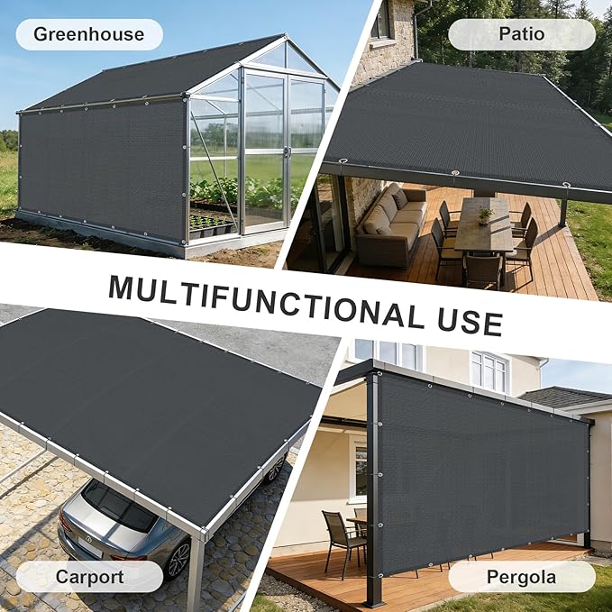 Cool Area Sun Shade Cloth with Grommets 3×8 FT Shade Panel Shade Tarp Screen Fabic for Outdoor Patio Pergola Cover Deck Garden, Dark Grey (Customized)